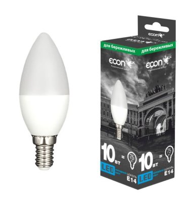 Лампа свд. ECON LED CN 10Вт Е14 4200К B35 ES свеча (1/10/100)