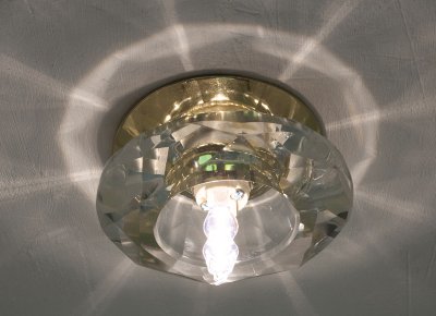 V028-1 LED 3W 6000K GD+WH Свет.неповоротный золото/прозрачный кристалл (30)   оптом
