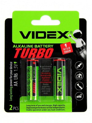 Элементы питания VIDEX LR6/AA TURBO 2 BLISTER CARD alkaline (20/360)