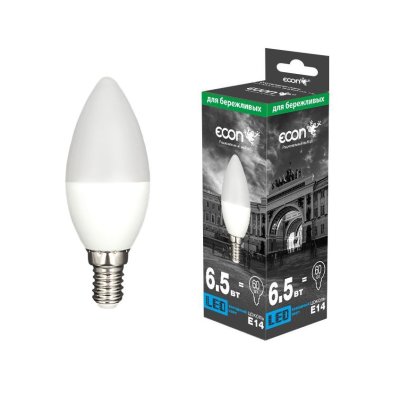 Лампа свд. ECON LED CN 6.5Вт Е14 4200К B35 ES свеча (1/10/100)