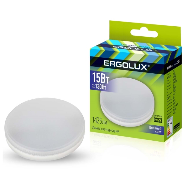 Лампа светод.Ergolux LED-GX53-15W-GX53-6K (1/10/100) оптом
