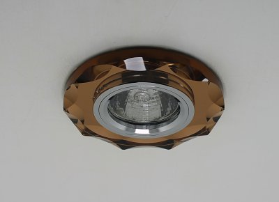 VP0816 BN/SV Светильник неповоротный стекло коричневый/хром MR16 (1/50) оптом
