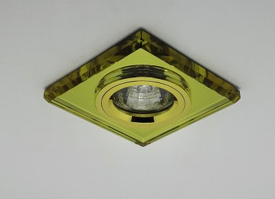 VP0827 YW/GD Светильник неповоротный стекло желтый/золото MR16 (1/50) оптом