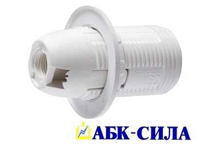 Патрон с кольцом (люстровый) термостойкий пластик Е14 белый АБК-СИЛА (1/50/200) оптом