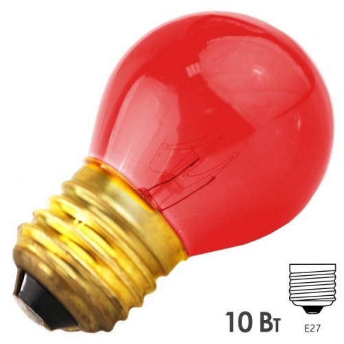 Лампа шар Foton Decor P45 CL 10W RED 230V Е27 (1/10/100) оптом