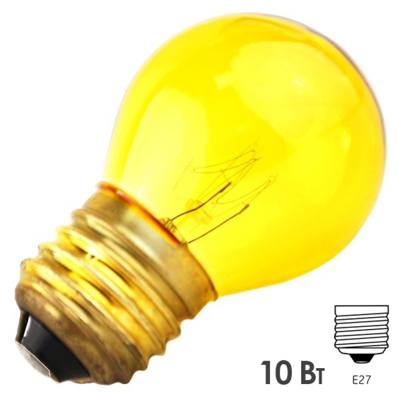 Лампа шар Foton Decor P45 CL 10W YELLOW 230V Е27 (1/10/100) оптом