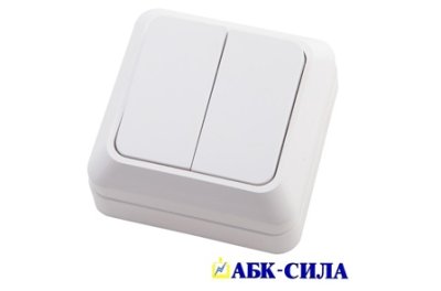 Выключатель 2-клавишный 10А "АЛЬТАИР" белый АБК-СИЛА (1/10/200) 0201 оптом