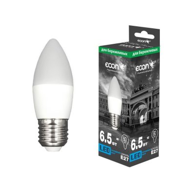 Лампа свд. ECON LED CN 6.5Вт Е27 4200К B35 ES свеча (1/10/100) оптом