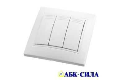 Выключатель 3-клавишный 10А "ПАНДОРА" белый АБК-СИЛА (1/10/200) 1301 оптом